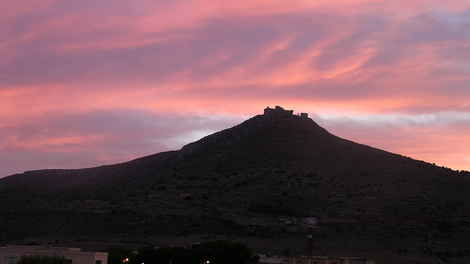 Monte Santa Caterina at sunset seen from Favignana village